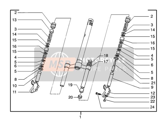 Piaggio NRG Purejet 2003 Forcella anteriore per un 2003 Piaggio NRG Purejet