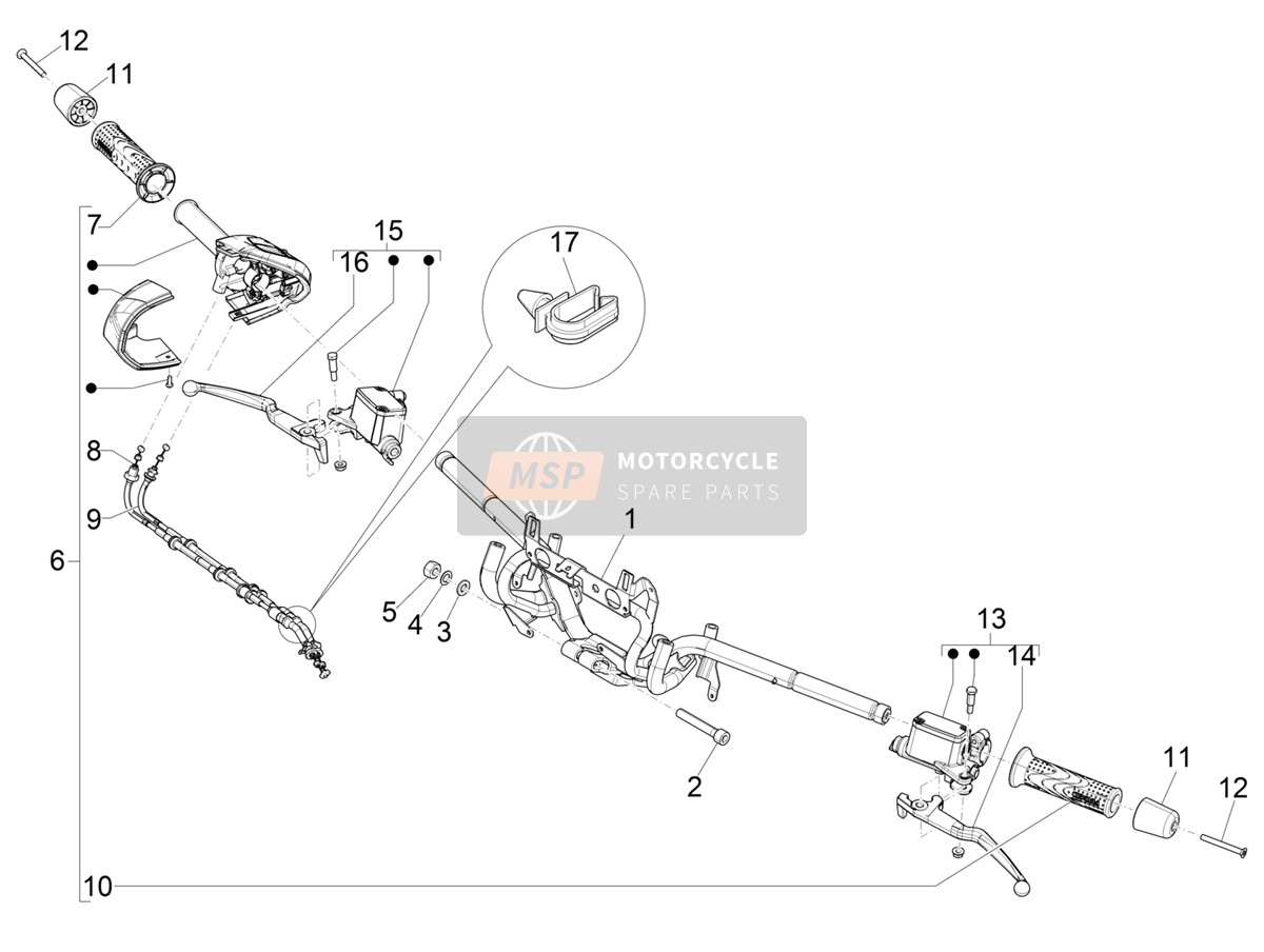 1B006310, Handlebar With I.P., Piaggio, 0