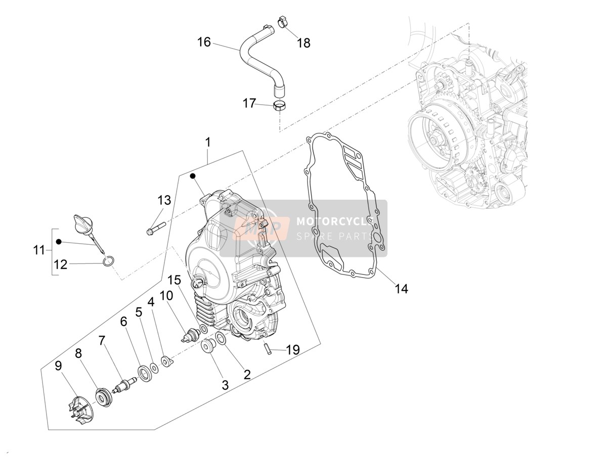 1A016424, Water Pump Rotor, Piaggio, 0