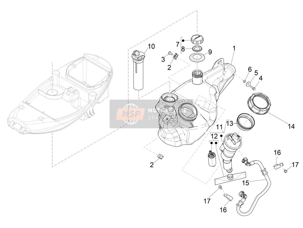 1R000544, Fuel Pump With Gasket, Piaggio, 0