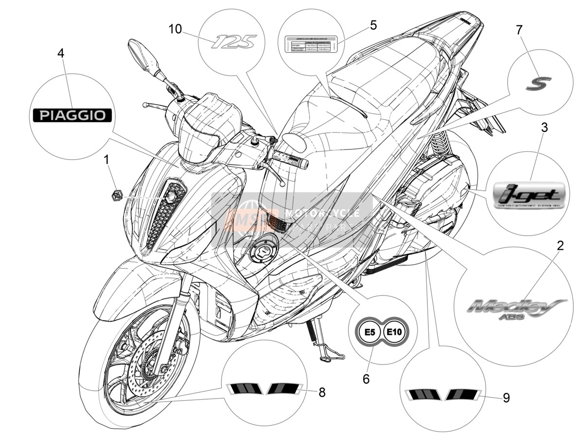 2H003683, Wheel Stickers Kit, Piaggio, 0