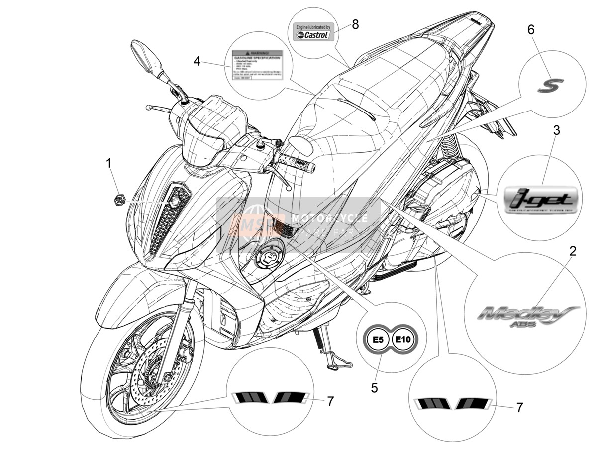 2H003683, Wheel Stickers Kit, Piaggio, 1
