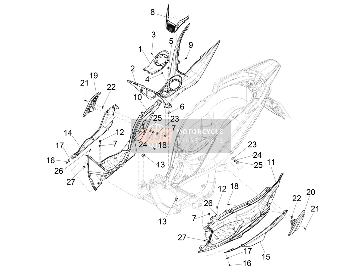 Central cover - Footrests