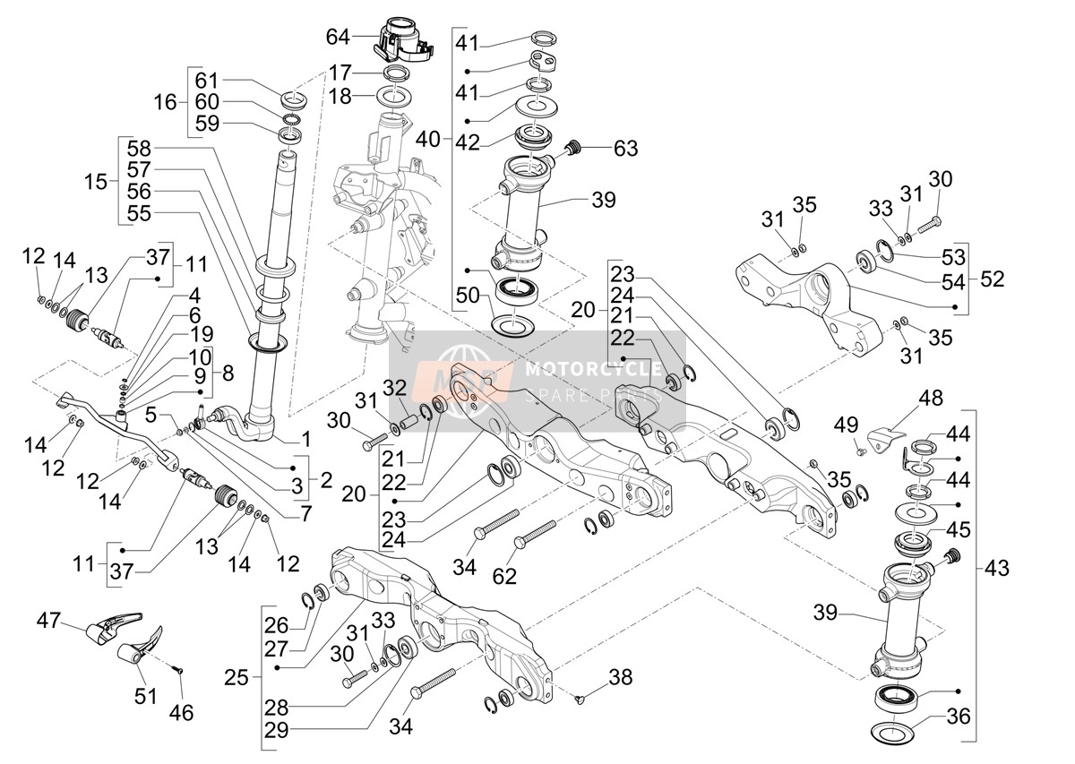 Gabel/Lenkrohr - Lenklagereinheit