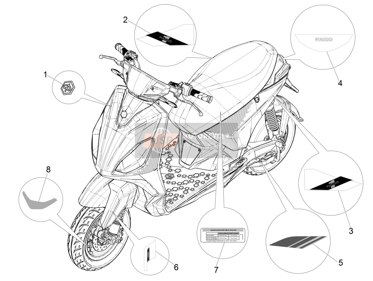 2H004624000A1, Aufkleber Felge, Piaggio, 1