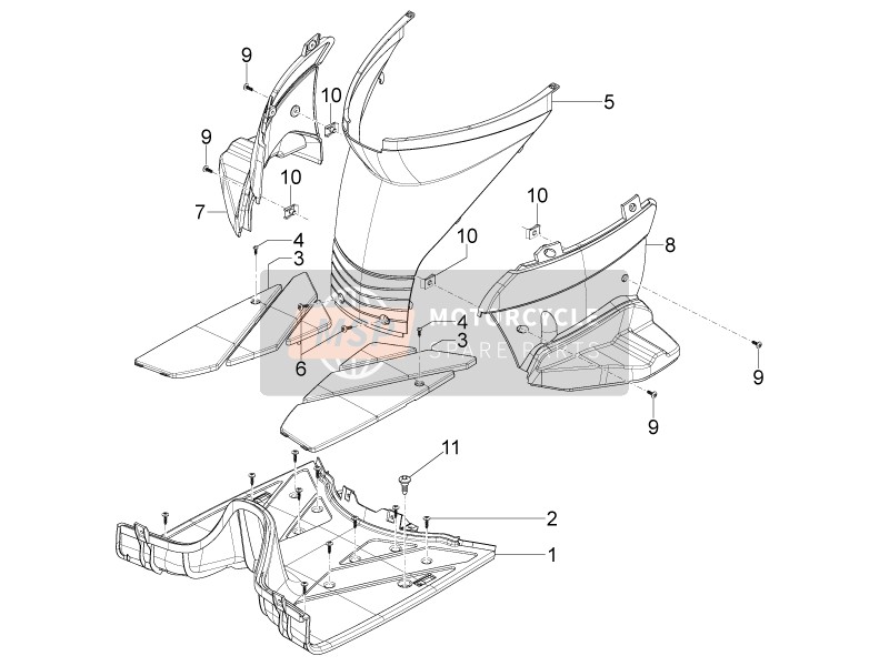 Central cover - Footrests