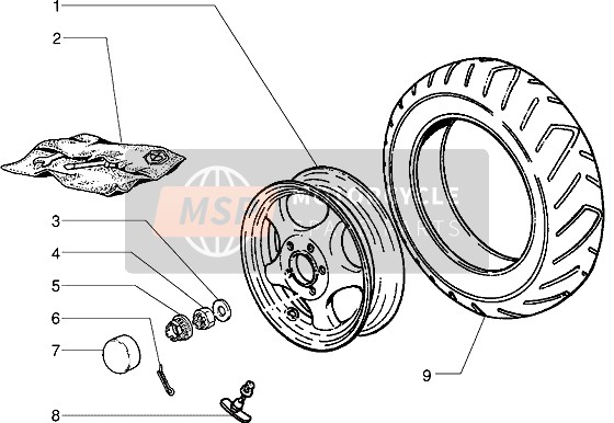 Piaggio Sfera RST 125 1997 Rear Wheel for a 1997 Piaggio Sfera RST 125