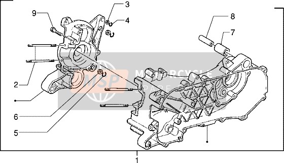 Piaggio Sfera RST 50 1995 Kurbelgehäuse für ein 1995 Piaggio Sfera RST 50