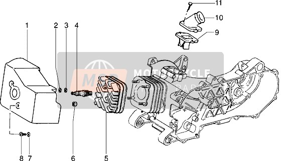 Piaggio Sfera RST 50 1995 Zylinderkopf-Kühlhaube-Einlass- und Ansaugrohr für ein 1995 Piaggio Sfera RST 50