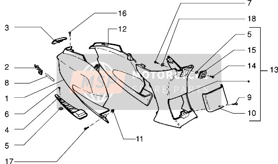 Piaggio Sfera RST 50 1997 Couvertures latérales pour un 1997 Piaggio Sfera RST 50