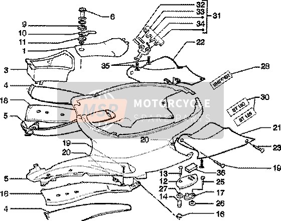 Piaggio Skipper 150 4T 2000 Coperture laterali per un 2000 Piaggio Skipper 150 4T