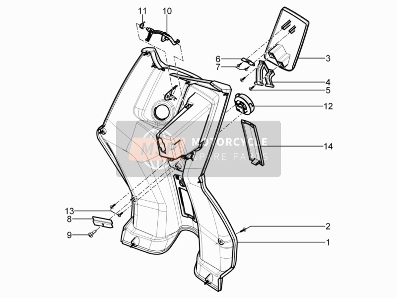 Guante delantero-Caja - Rodilla-Panel de guardia