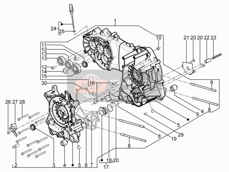 Piaggio Typhoon 125 4T 2V E3 (USA) 2016 Carter pour un 2016 Piaggio Typhoon 125 4T 2V E3 (USA)