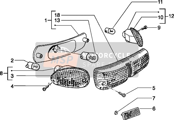 498866, Ruecklichtglas Tph, Piaggio, 2