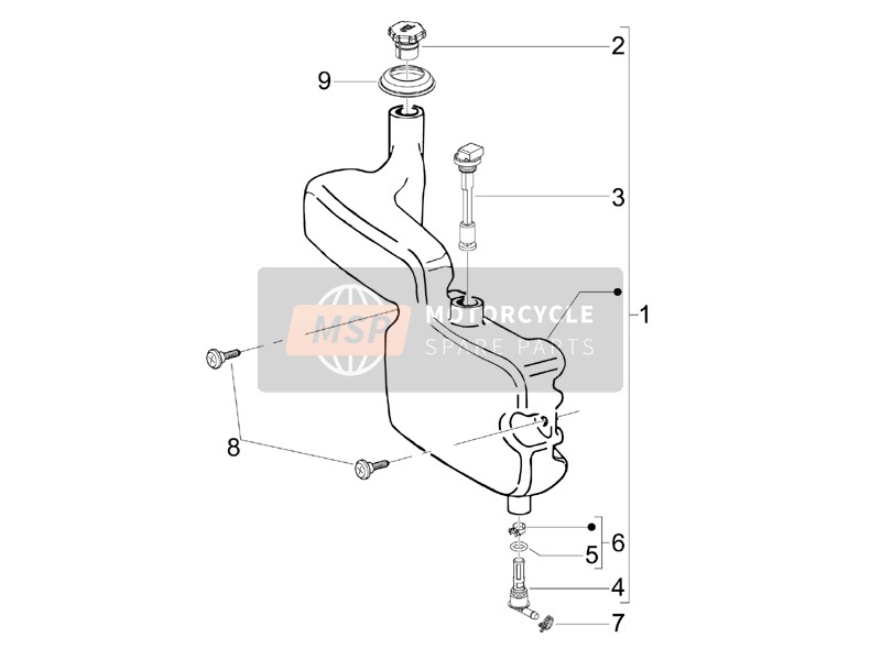 Piaggio Typhoon 50 2007 Olie Tank voor een 2007 Piaggio Typhoon 50