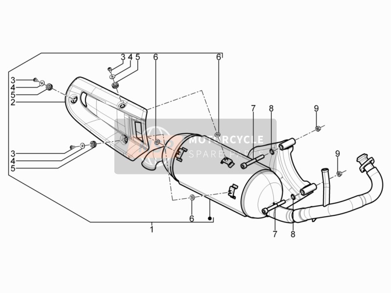 Piaggio Typhoon 50 2T E3 (CH) 2011 Geluiddemper voor een 2011 Piaggio Typhoon 50 2T E3 (CH)