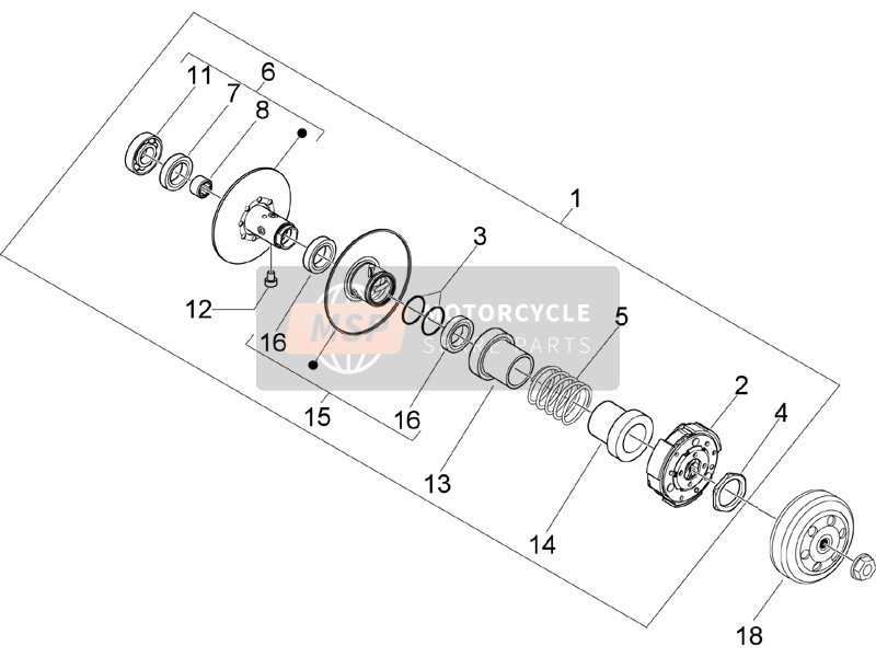 Piaggio Typhoon 50 Serie Speciale 2007 Driven Pulley for a 2007 Piaggio Typhoon 50 Serie Speciale