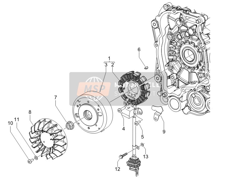 Piaggio Typhoon 50 (UK) 2006 Aimants de volant pour un 2006 Piaggio Typhoon 50 (UK)