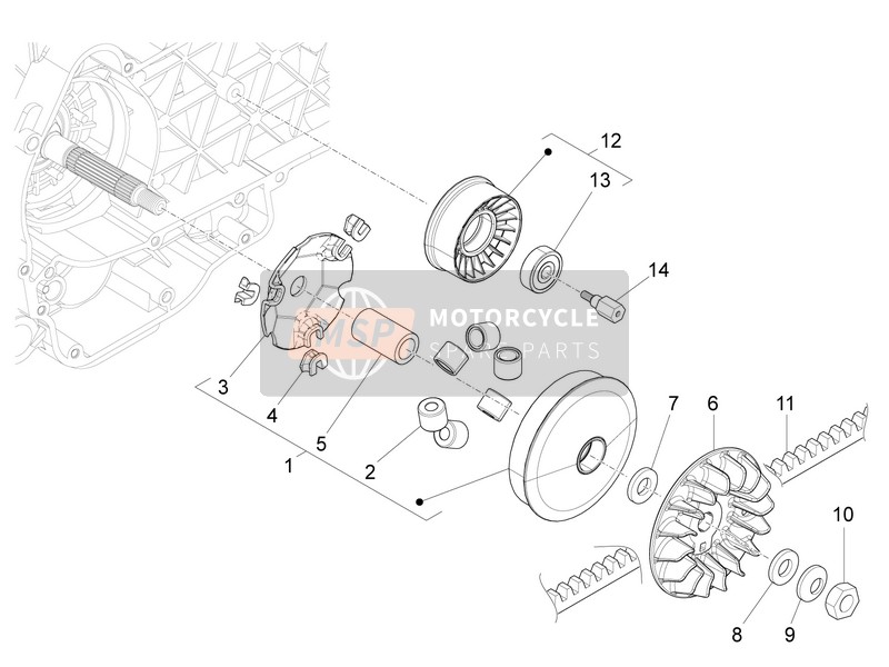 Piaggio X10 125 4T 4V I.E. E3 2012 Poulie motrice pour un 2012 Piaggio X10 125 4T 4V I.E. E3