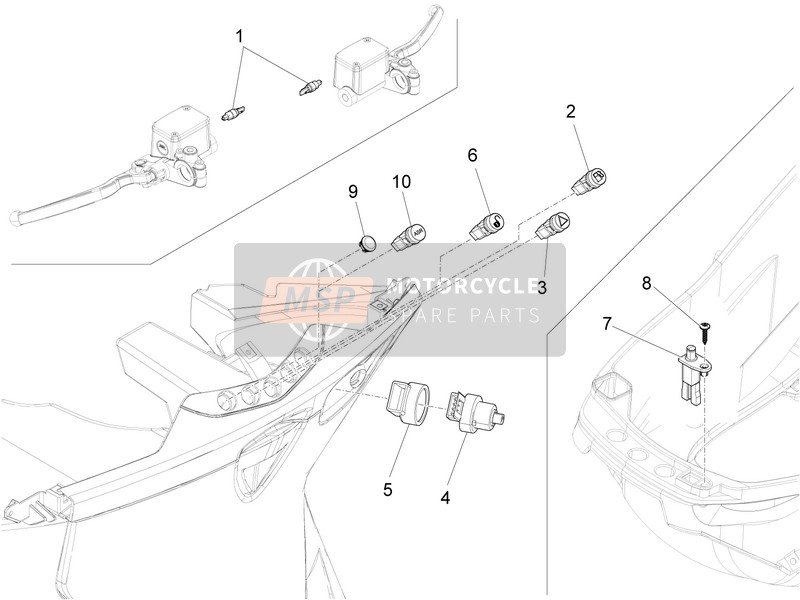 Piaggio X10 125 4T 4V I.E. E3 2012 Selectores - Interruptores - Botones para un 2012 Piaggio X10 125 4T 4V I.E. E3