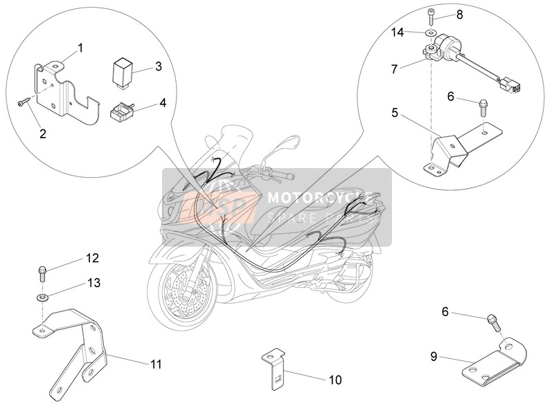 Piaggio X10 125 4T 4V I.E. E3 2012 Componentes del sistema eléctrico para un 2012 Piaggio X10 125 4T 4V I.E. E3