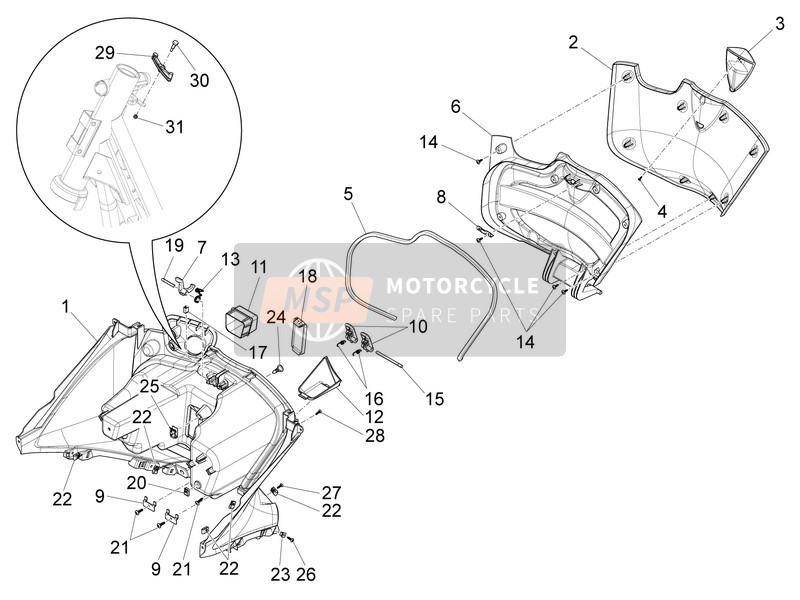 Piaggio X10 350 4T 4V I.E. E3 2013 Front Glove-Box - Knee-Guard Panel for a 2013 Piaggio X10 350 4T 4V I.E. E3