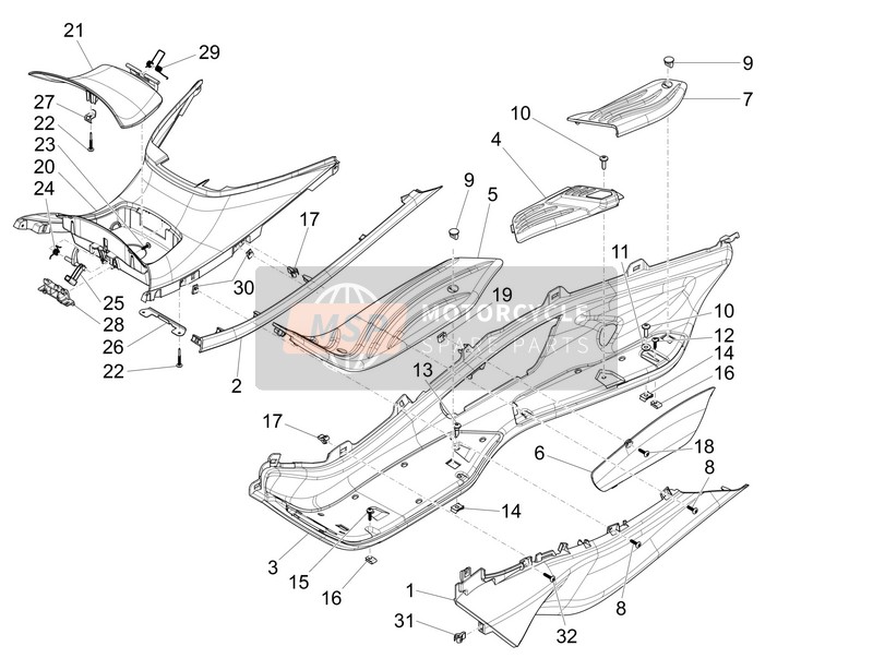 Central Cover - Footrests