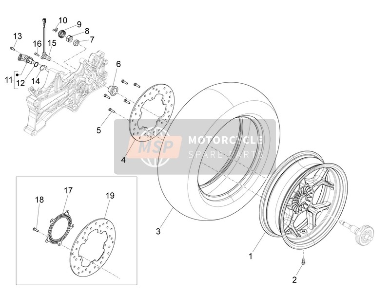 Piaggio X10 350 4T 4V I.E. E3 2014 Roue arrière pour un 2014 Piaggio X10 350 4T 4V I.E. E3