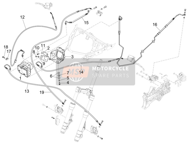 Piaggio X10 350 4T 4V I.E. E3 2012 Bremsleitungen - Bremssättel (ABS) für ein 2012 Piaggio X10 350 4T 4V I.E. E3