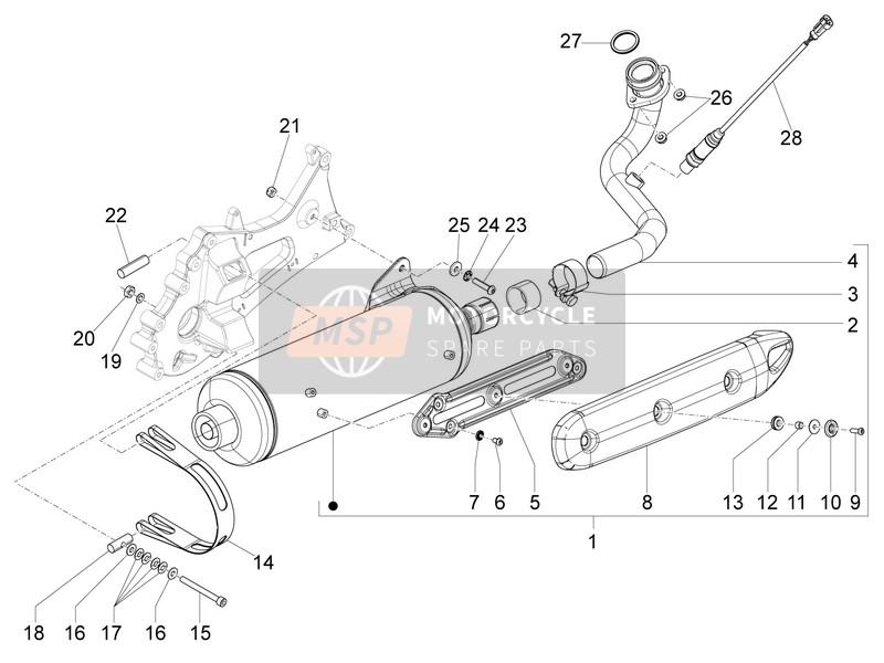 Piaggio X10 500 4T 4V I.E. E3 2013 Silencieux pour un 2013 Piaggio X10 500 4T 4V I.E. E3