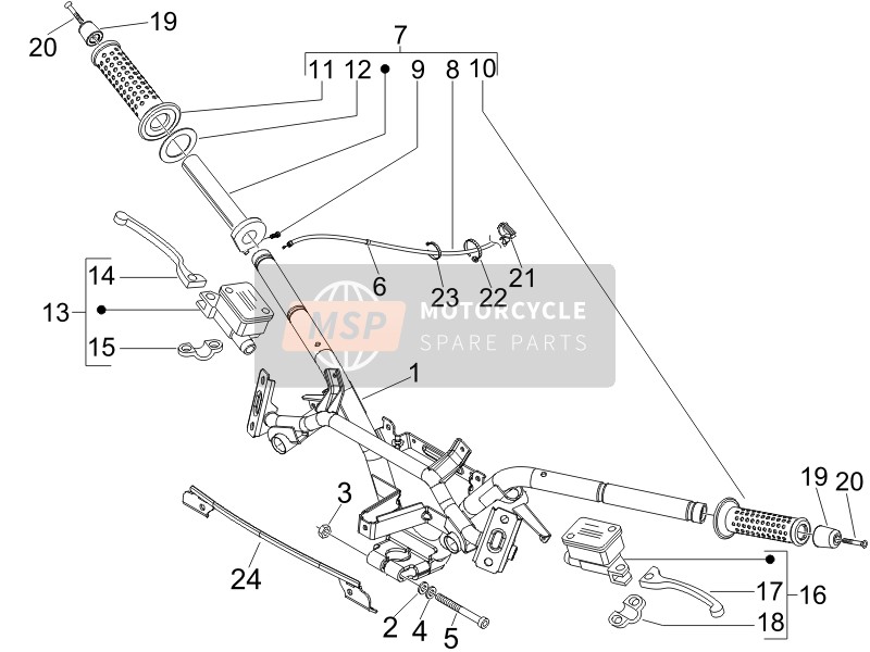 Piaggio X7 125 Euro 3 2008 Handlebars - Master cil. for a 2008 Piaggio X7 125 Euro 3