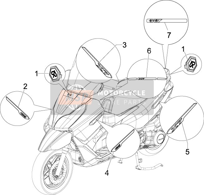 Piaggio X7 125 ie Euro 3 2009 Platten - Embleme für ein 2009 Piaggio X7 125 ie Euro 3