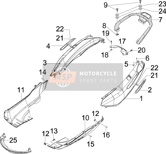 Piaggio X7 300 ie Euro 3 2009 Side Cover - Spoiler for a 2009 Piaggio X7 300 ie Euro 3