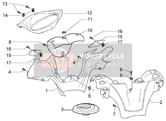 655889000P, Hinterer Lenkerdeckel, Piaggio, 1