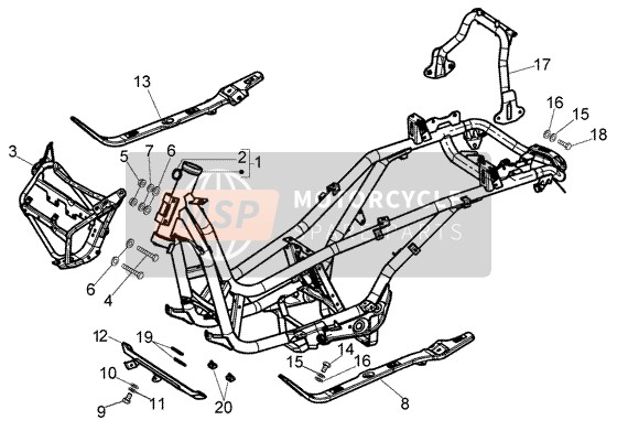 Piaggio X8 125 2006 Chassis voor een 2006 Piaggio X8 125