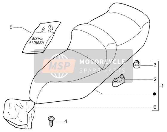 Piaggio X8 125 2004 Sillín-Kit de herramientas para un 2004 Piaggio X8 125