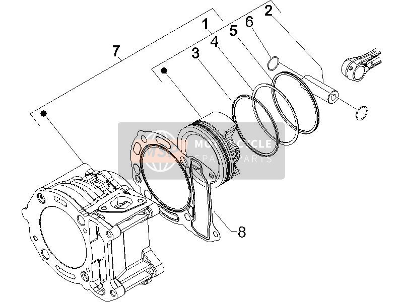 Piaggio X8 125 Potenziato 2006 Cilindro-Pistone-Unità pin da polso per un 2006 Piaggio X8 125 Potenziato