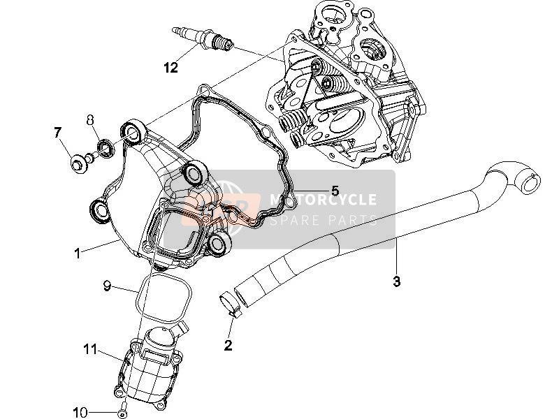 Piaggio X8 125 Potenziato 2006 Cubierta de tapa de cilindro para un 2006 Piaggio X8 125 Potenziato