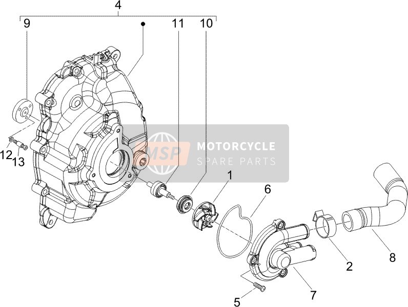 Piaggio X8 125 Potenziato 2005 Cooler Pump for a 2005 Piaggio X8 125 Potenziato