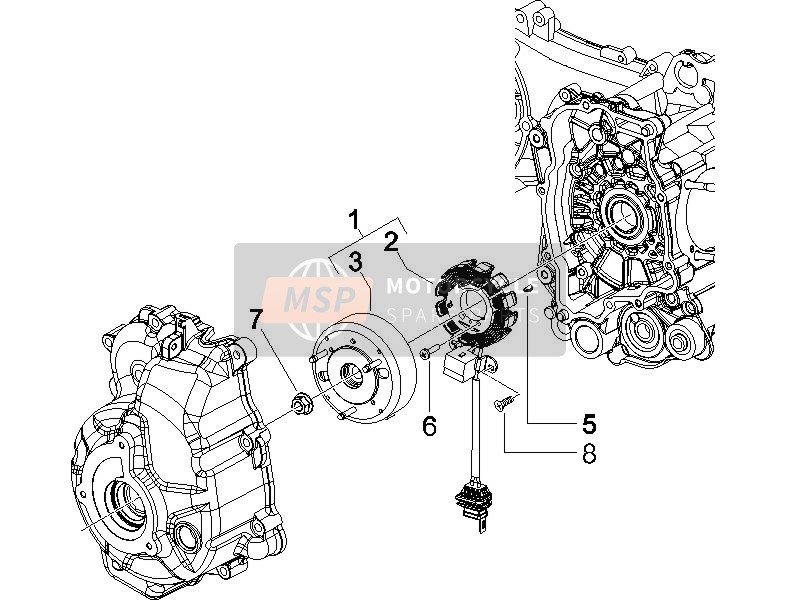 Piaggio X8 125 Potenziato 2005 Magneti del volano per un 2005 Piaggio X8 125 Potenziato