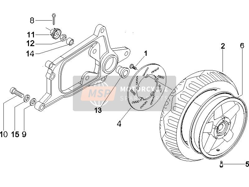 Piaggio X8 125 Potenziato 2005 Rear Wheel for a 2005 Piaggio X8 125 Potenziato