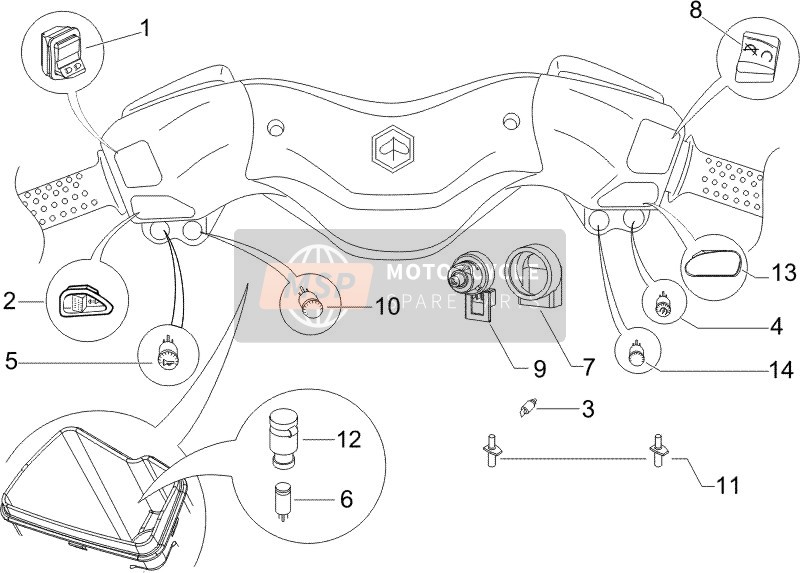 Piaggio X8 125 Potenziato 2006 Sélecteurs - Commutateurs - Boutons pour un 2006 Piaggio X8 125 Potenziato