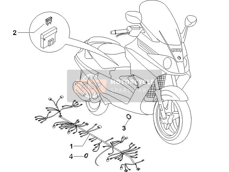 Piaggio X8 125 Potenziato 2005 Faisceau de câbles principal pour un 2005 Piaggio X8 125 Potenziato