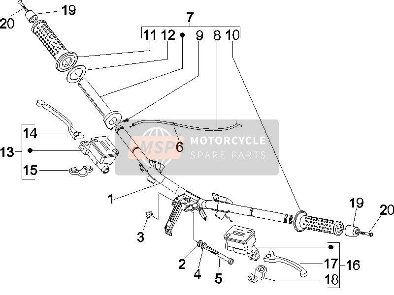 Piaggio X8 125 Premium Euro 2 2006 Handlebars - Master cil. for a 2006 Piaggio X8 125 Premium Euro 2