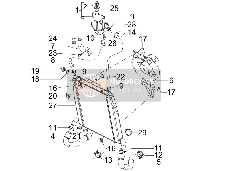 Piaggio X8 125 Premium Euro 3 2007 Cooling System for a 2007 Piaggio X8 125 Premium Euro 3