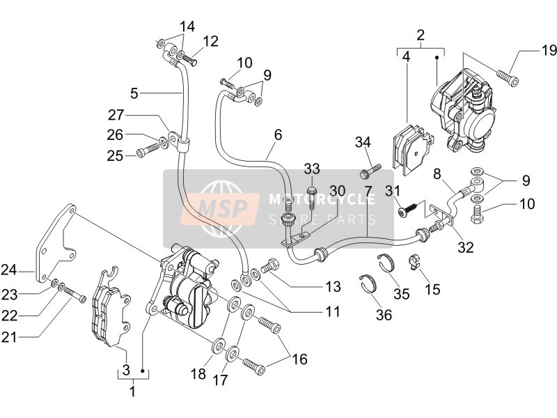 Piaggio X8 125 Premium Euro 3 2007 Brakes Pipes - Calipers for a 2007 Piaggio X8 125 Premium Euro 3