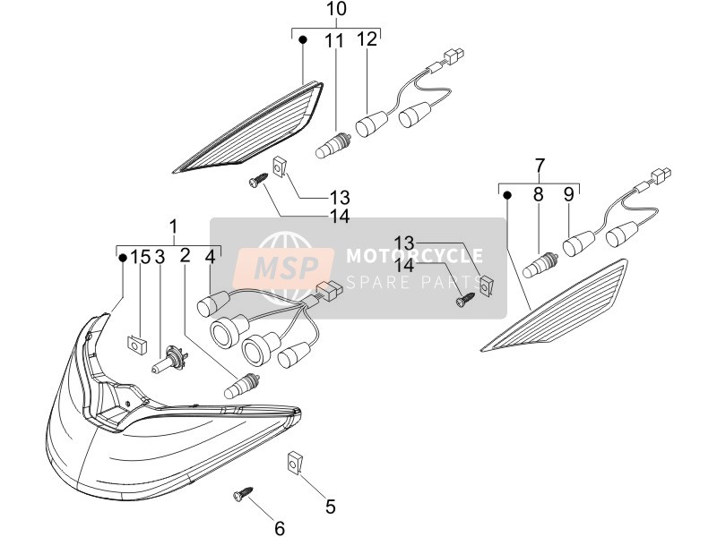 Piaggio X8 125 Premium Euro 3 (UK) 2007 Front Headlamps - Turn Signal Lamps for a 2007 Piaggio X8 125 Premium Euro 3 (UK)