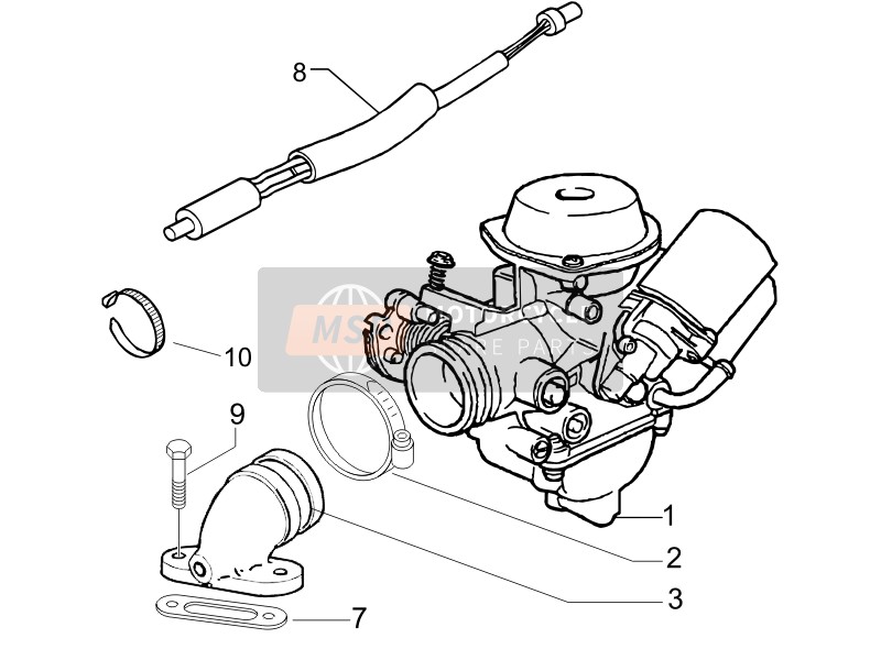 Piaggio X8 150 Street Euro 2 2006 Carburateur, Assemblée - Union tuyau pour un 2006 Piaggio X8 150 Street Euro 2