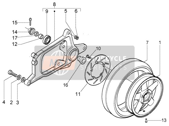 Piaggio X8 200 2004 Rear Wheel for a 2004 Piaggio X8 200