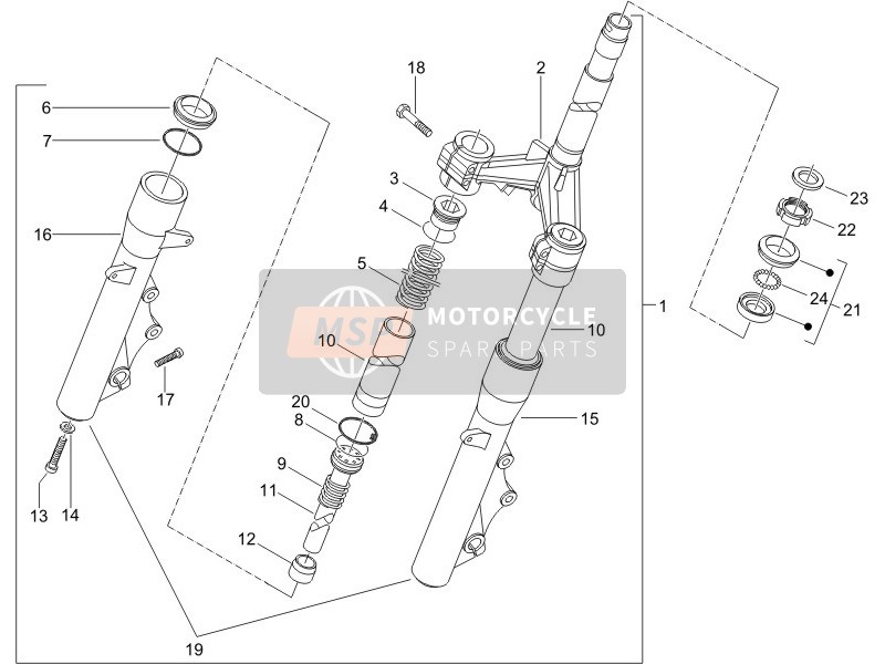 Piaggio X8 250 ie 2005 Forchetta/Tubo dello sterzo - Unità cuscinetto sterzo per un 2005 Piaggio X8 250 ie